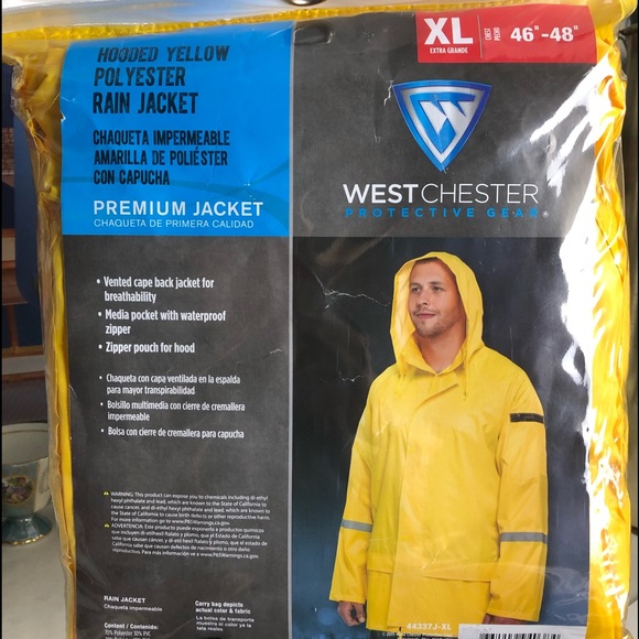 Westchester Hooded Yellow Rain Jacket - Picture 2 of 5